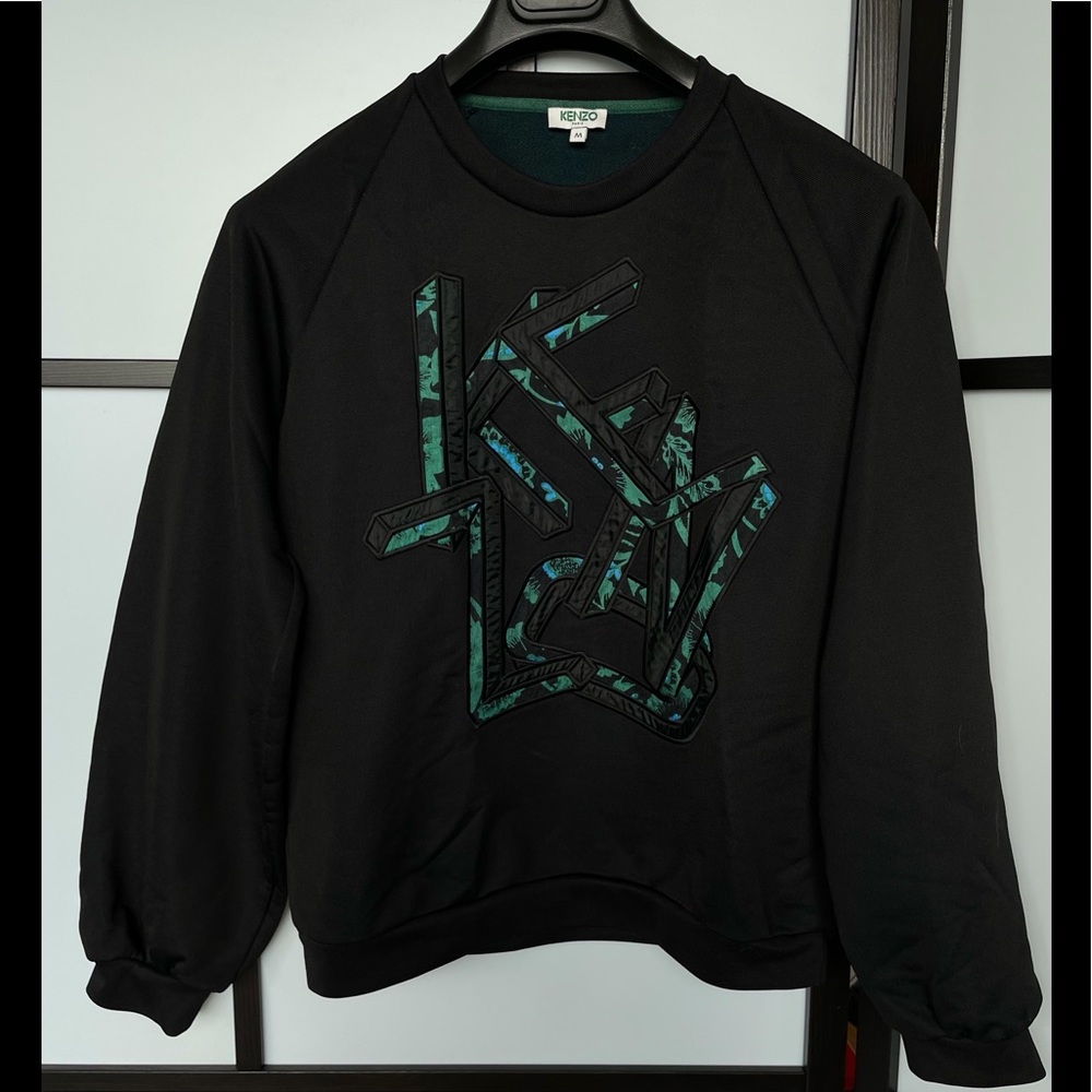 Kenzo Black Sweatshirt with Green Graphic Logo